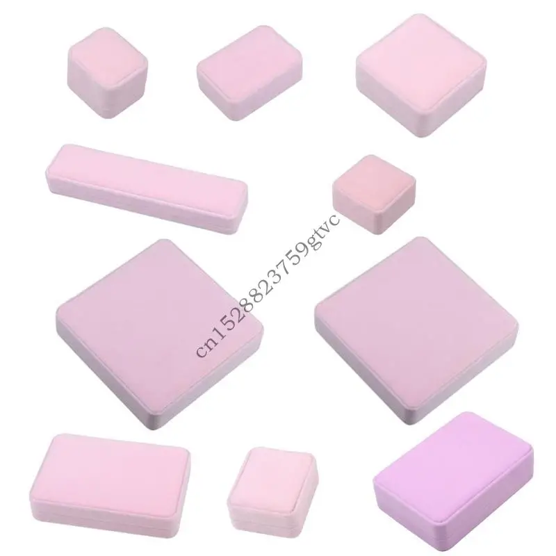 

D0UF Stylish Jewellery Storage Case Pink Velvets Jewelry Display Props for Travelers