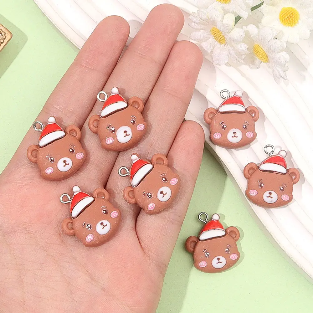2/13/26pcs Brown Resin Bear Shaped Pendant for DIY Bracelets, Necklaces, Earrings, Anniversary Decorations, Accessories
