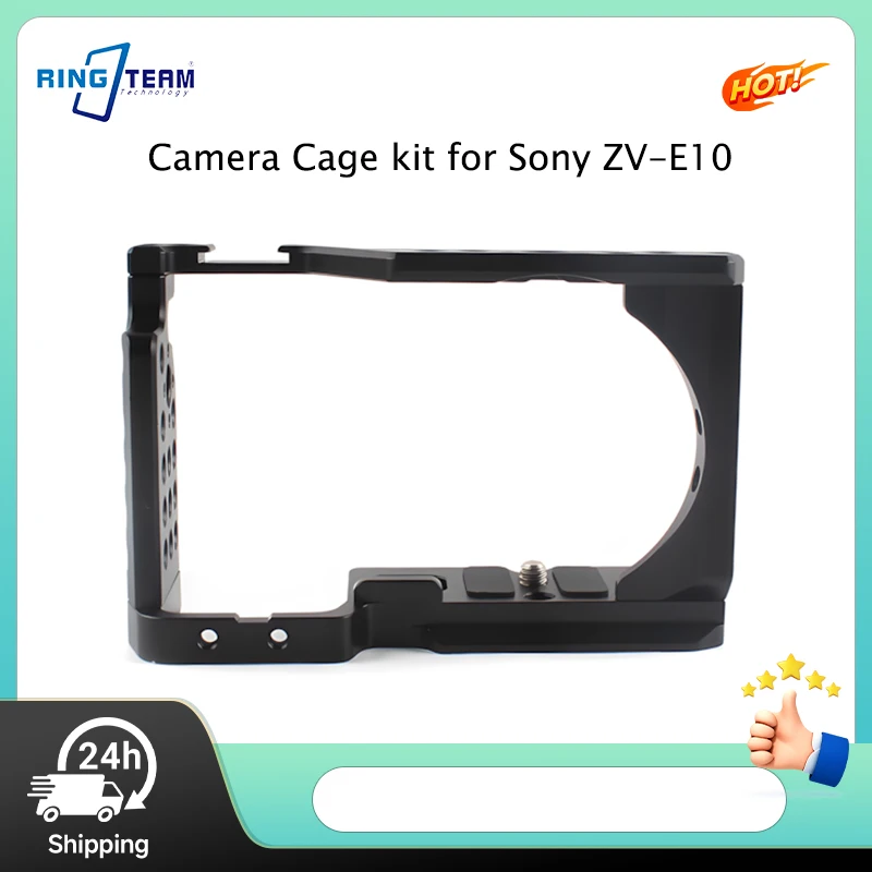 Camera Cage for Sony ZV-E10 Aviation-Grade Aluminum Alloy Rig with Expansion Ports for Vlog Filmmaking