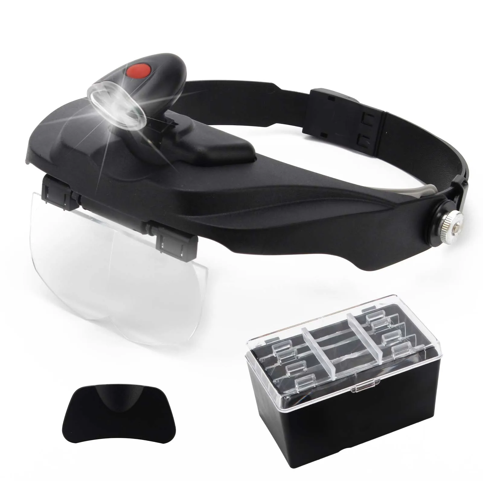 

Head Mount Magnifier Optivisor with LED Jewelers Magnifying Glasses 1.2X 2X 1.8X 2.5X 3.5X Optical Headset Magnifying Visor Read