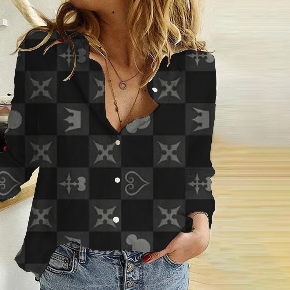 

Casual Loose Long Sleeved Shirt, Women's Temperament Printed Women's Top, Fashionable Women's Shirt, Oversized Breasted Shirt