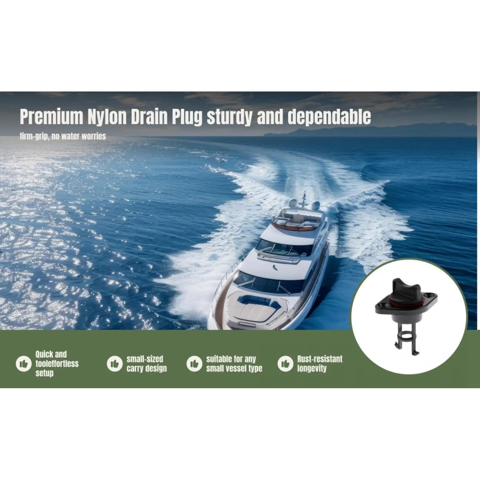 

Screw Type Boat Drain Plug Nylon Black Marine Bung with Seal for Kayak Yacht Canoe Dinghy Raft Hull Drain