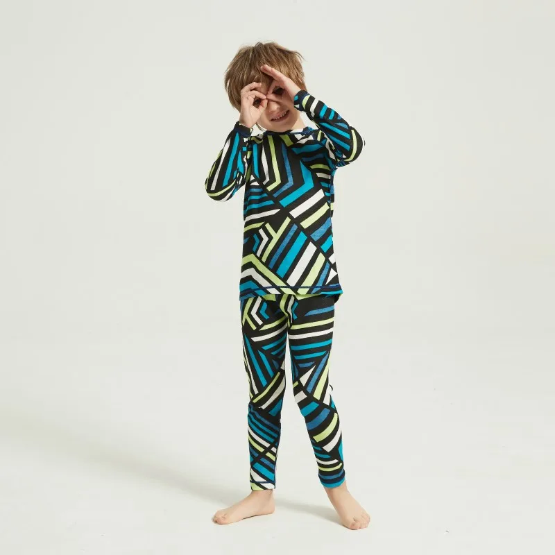 Merino wool bamboo kids thermal underwear set Sports Quick dry Top shirt pants of boys girls children long johns