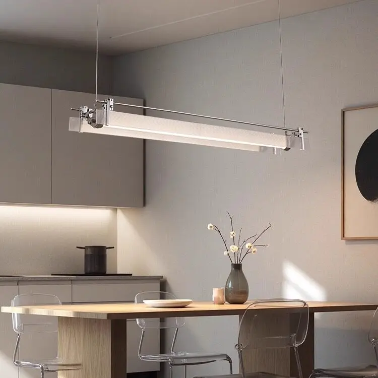 Minimalist Optical Axis Glass Pendant Lamp Designer Coffee Shop Office Reception Desk Restaurant Dining Table Long Strip Lamp