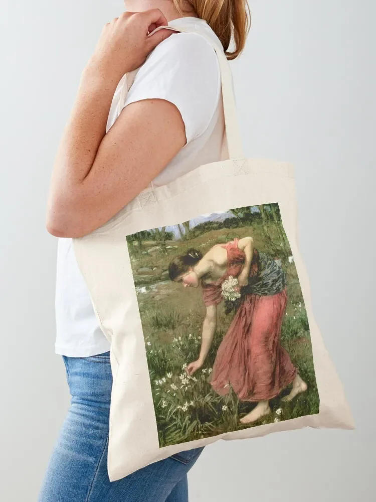 Narcissus - John William Waterhouse Tote Bag canvas bags handbag Canvas bag foldable reusable bag