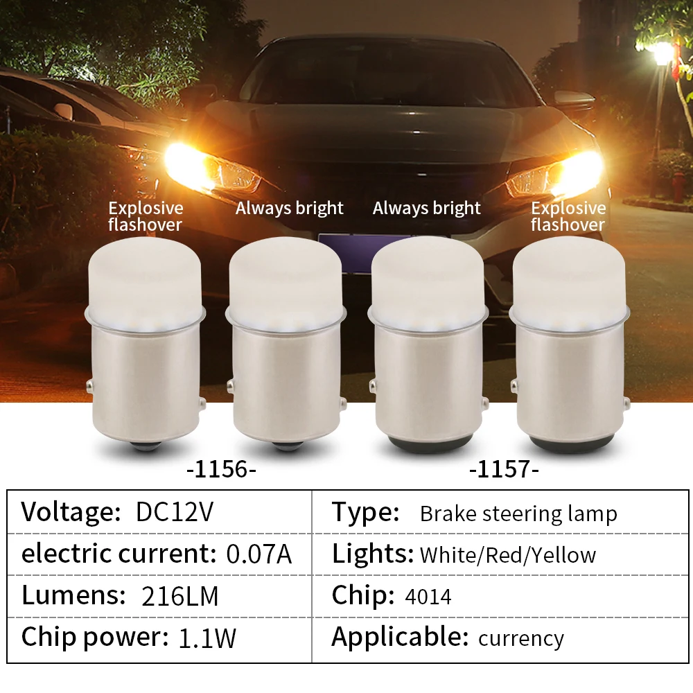 1156 LED 전구, 방향 지시등, 백색 자동차 역방향 브레이크 주차 램프, DRL 20... - 5