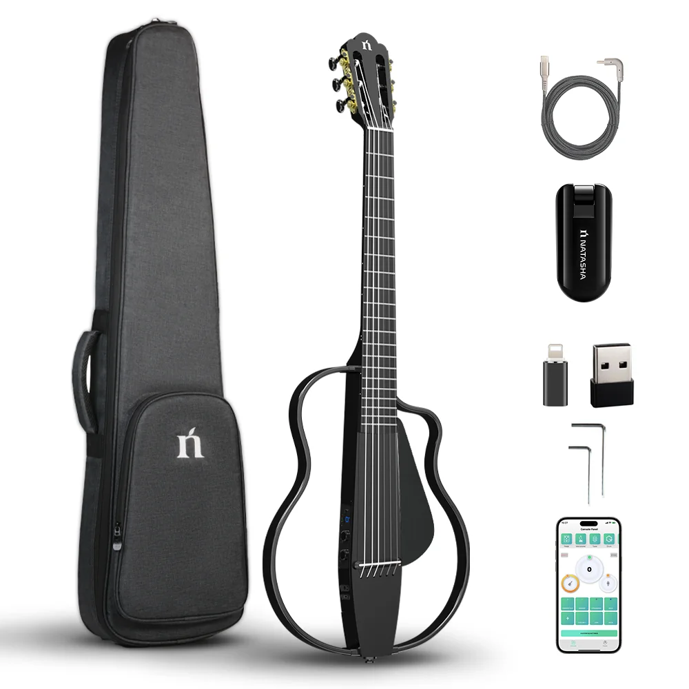 Natasha NBSG wireless compact travel Nylon strings silent crossover smart guitar