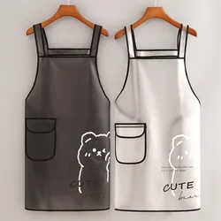 White Black Tpu Kitchen Apron Waterproof Oil Resistant Work Apron Translucent Black Dirt-proof Cleaning Aprons With Pockets