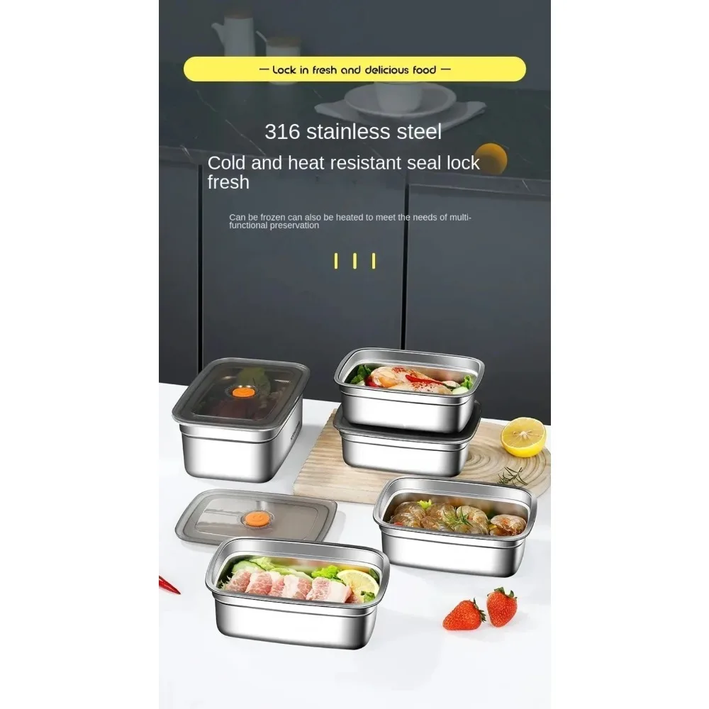 High Quality Stainless Steel Camping Lunch Box Sealed Refrigerator Freezer Storage Box Leak-proof Microwave Suitable Bento Box