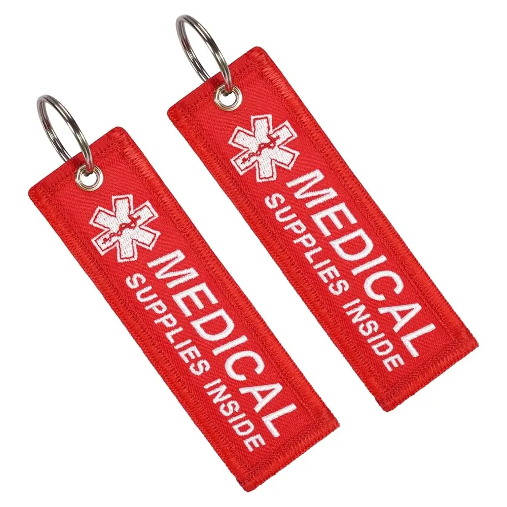 

Free ShippingMedical Supplies Inside Luggage Tag 2 Pack, Double Sided Emergency Medical Alert Keychain Tags for CPAP Respiratory