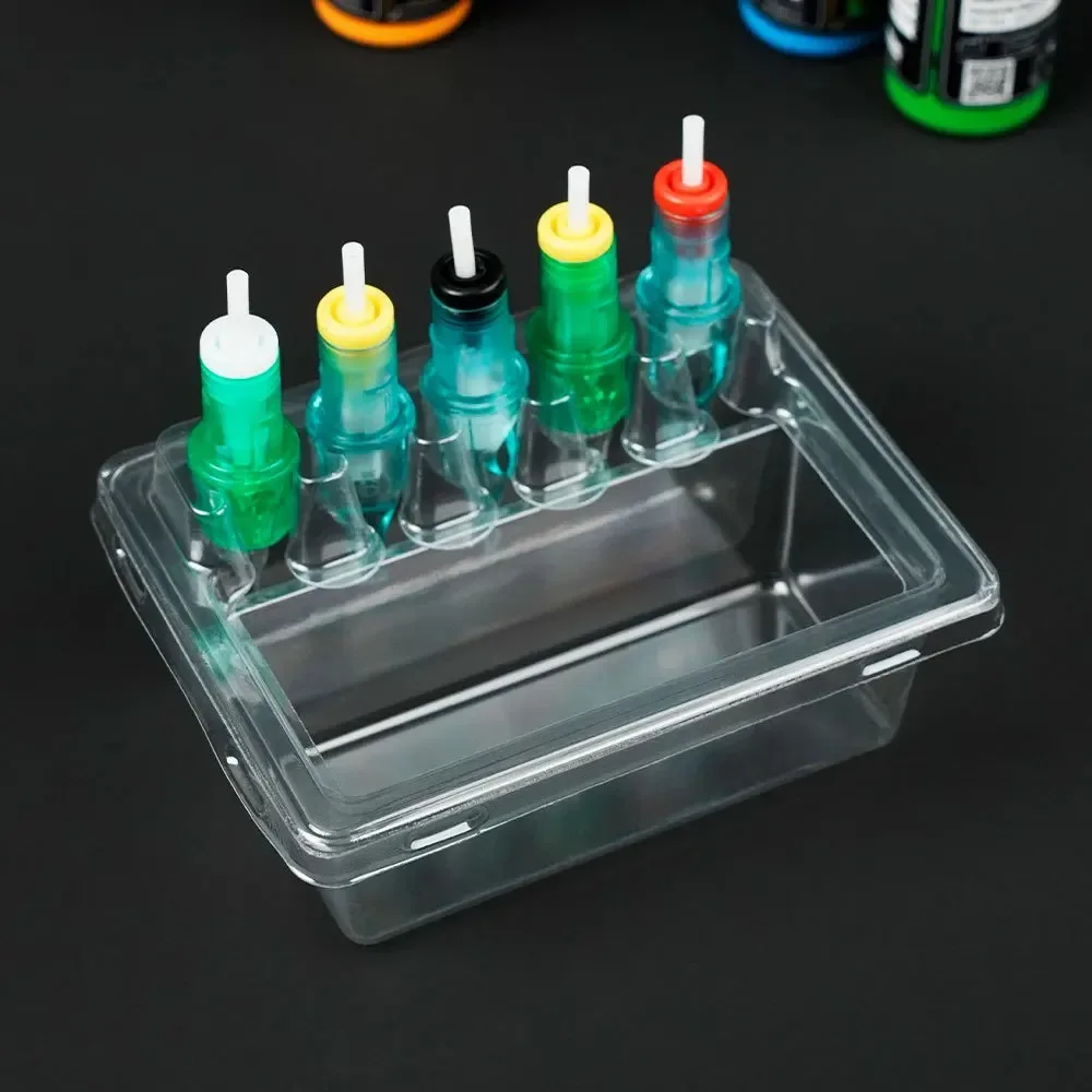 20PC Disposable Tattoo Needle Cleaning Holder Tattoo Cleaning Rack with Washing Cup Placement Rack Plastic Tattoo Needle Holder