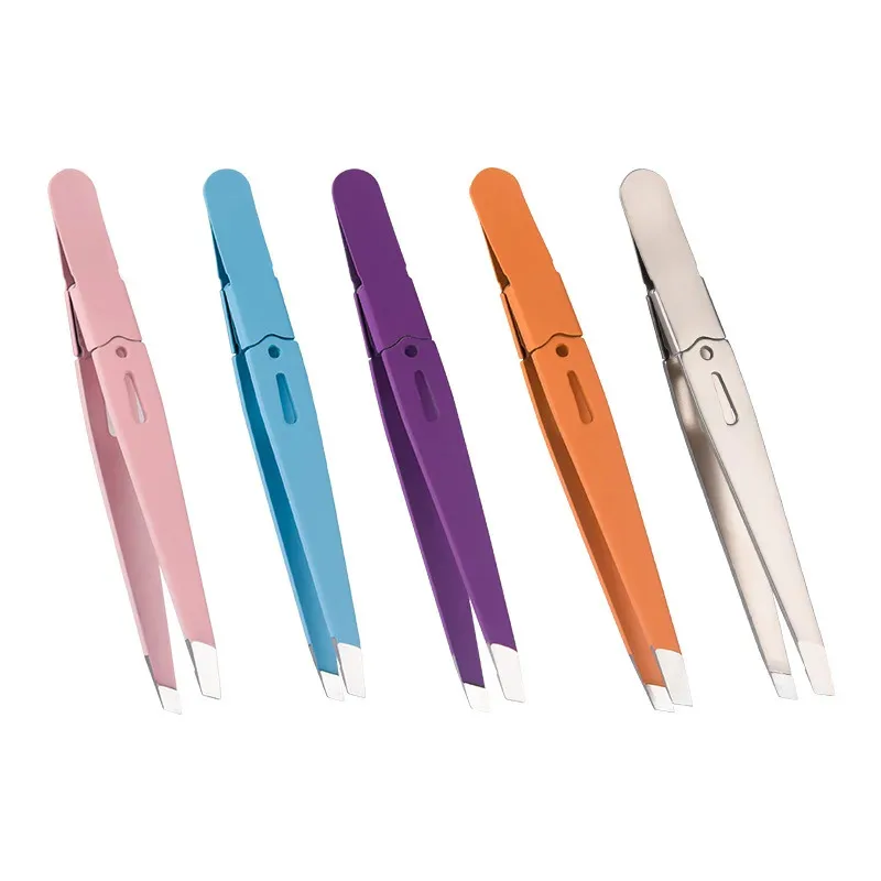 Hochwertige Augenbrauenpinzette, buntes Haar, Schönheit, feine Haare, Abzieher, Edelstahl, schräge Augenbrauenklammern, Entfernung, Make-up-Werkzeuge