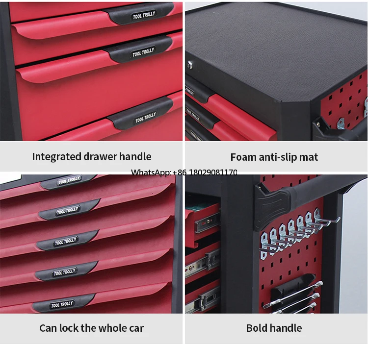 9 Drawer Tool Cart Trolley Cold Rolled Steel Car Repairing Workshop Craftsman Tool Cabinet Garage Storage Boxes