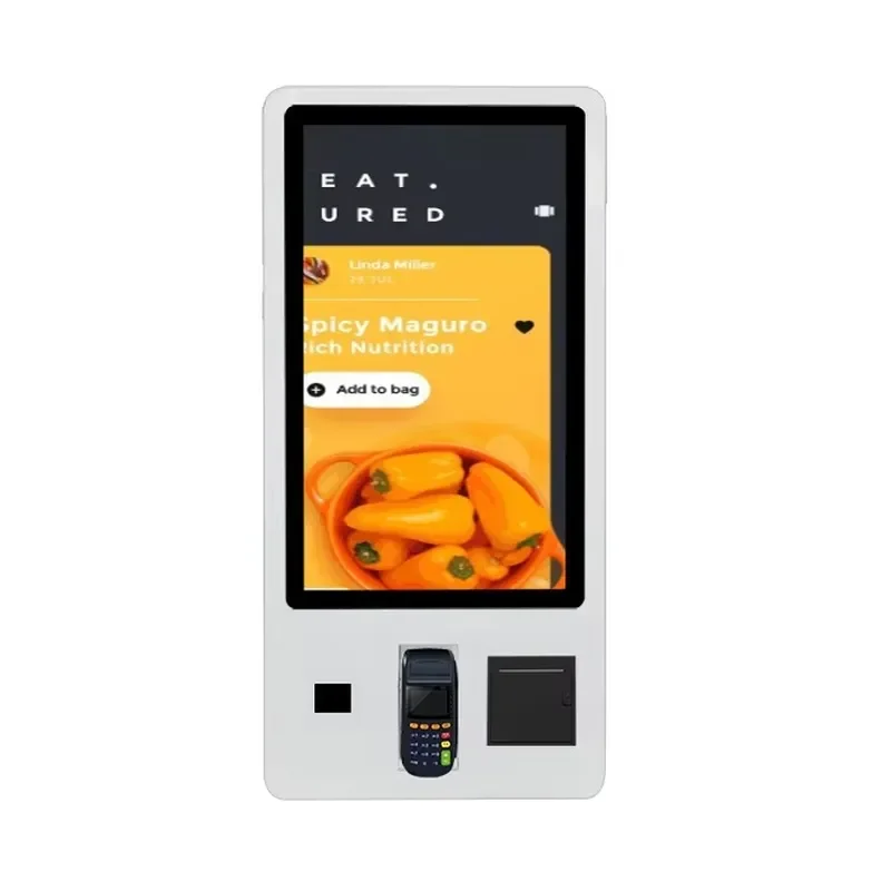 32inch Restaurant Ordering Machine Window System With POS Terminal Floor Standing Payment Kiosk