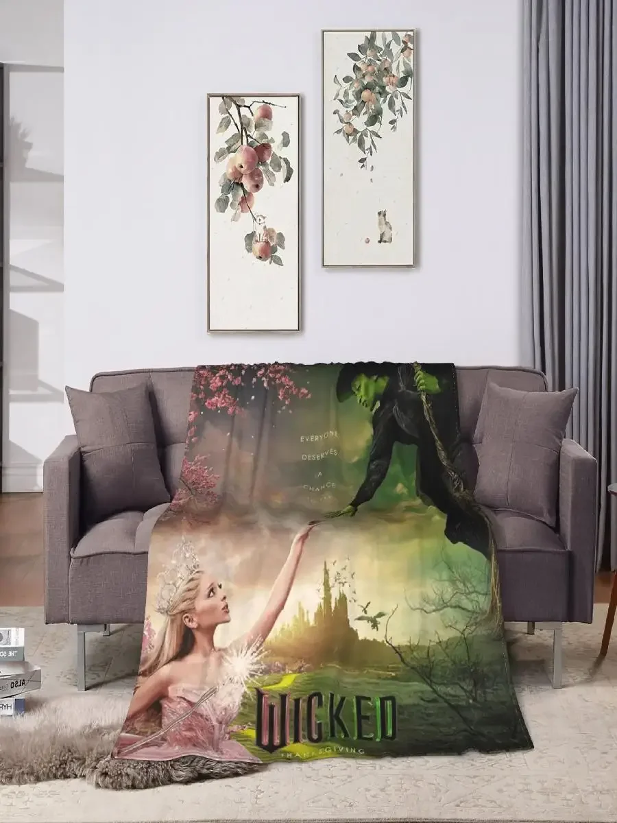 Wicked For Good Glinda Elphaba Throw Blanket Soft Cozy Bedding for Winter Students Bedroom Comfortable Warm Bedspread