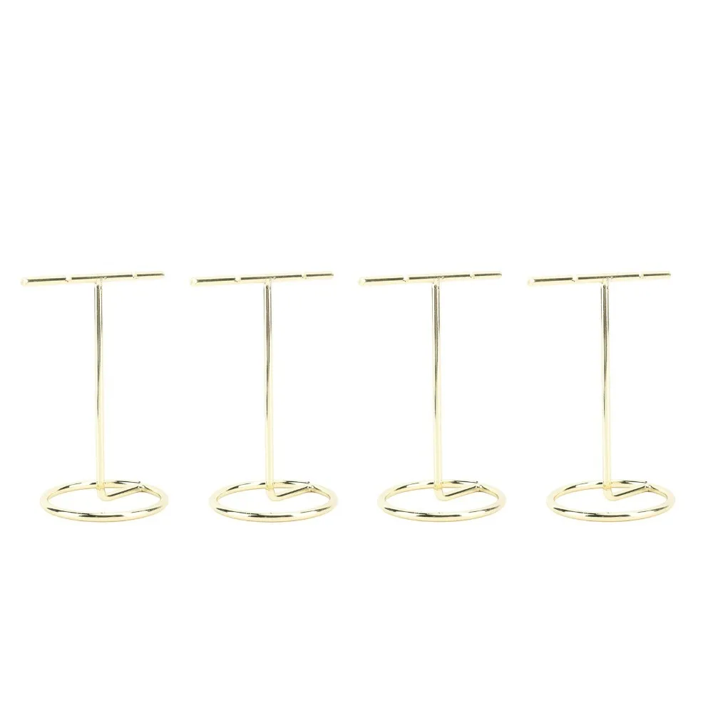 4pcs Slotted T Shaped Earring Display Stand Metal Vertical Jewellery Display Stand Gold T Bar Earring Display Rack