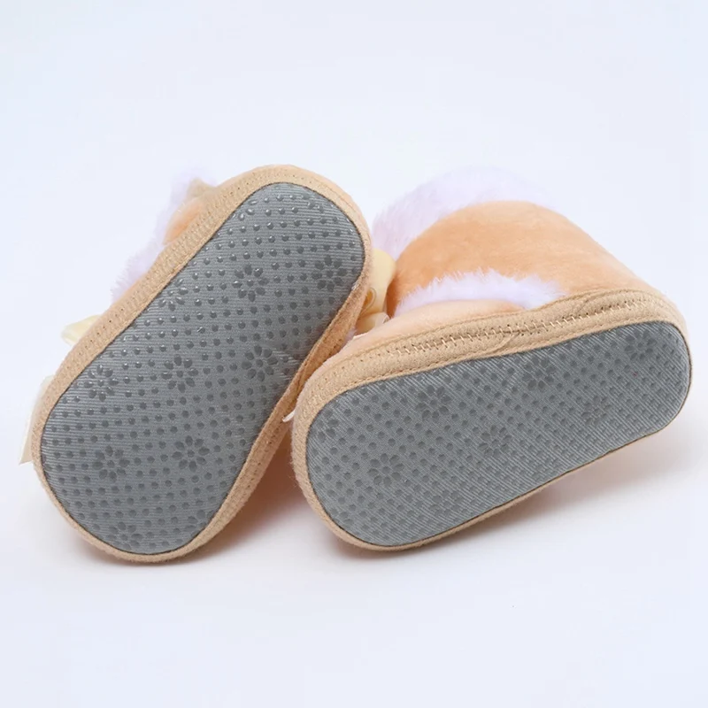 Infant Baby Boots Shoes Newborn baby Girl Shoes Bow Plus Velvet Cotton Toddler First Walkers Booties Cotton Warm Crib Shoes