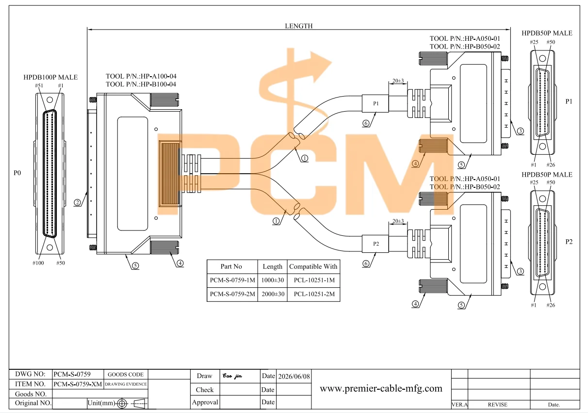 HPDB100 zu Dual HPDB50 Kabel Kompatibel mit Advantech PCL-10251 100-Pin zu 50-Pin SCSI-Signalkabel für Industrielle DAQ-Systeme – Detail 3