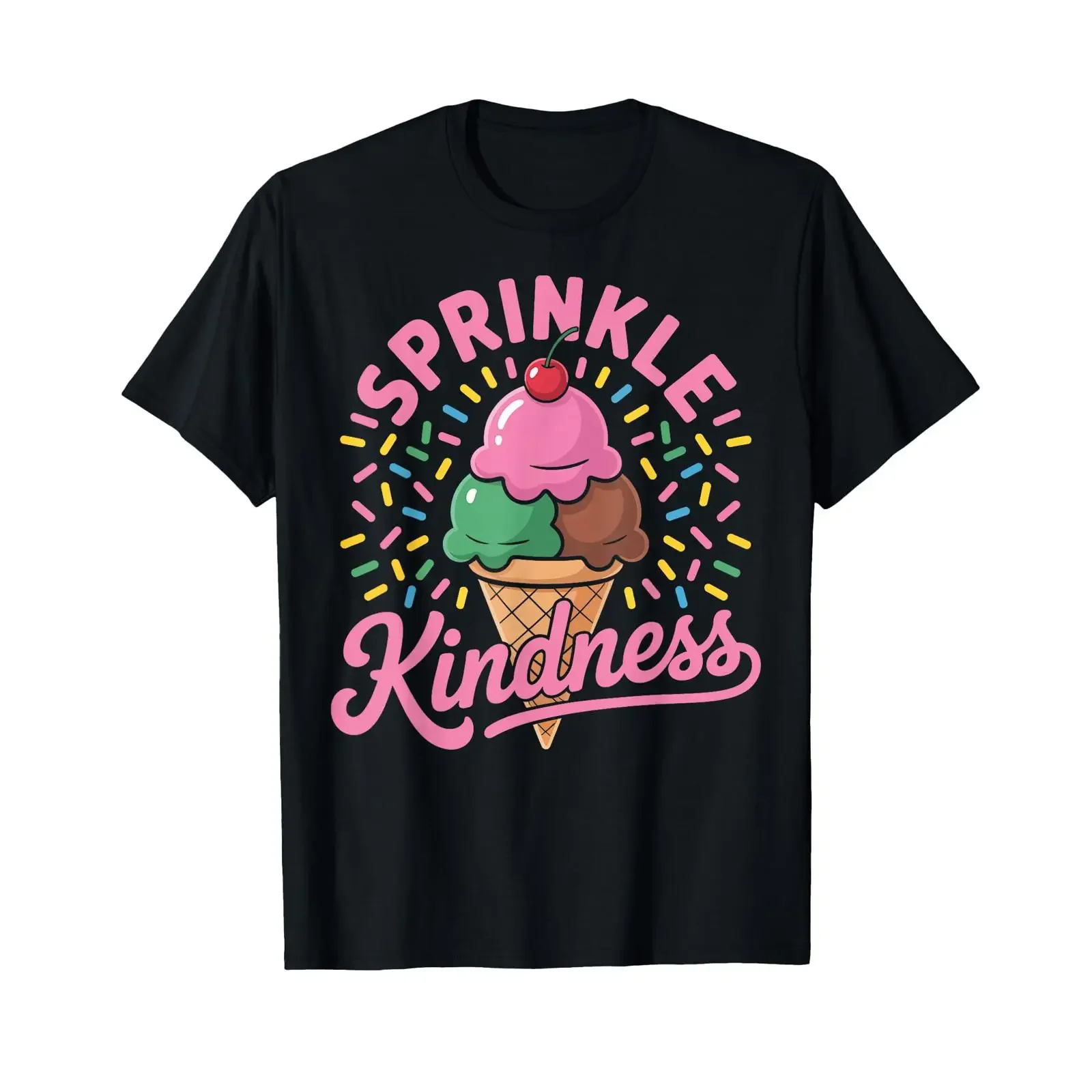 Ice Cream Sprinkle Kindness Funny Lover Women T Shirt vintage Washed Versatile Casual Top For Everyday Wear Unisex Stretched
