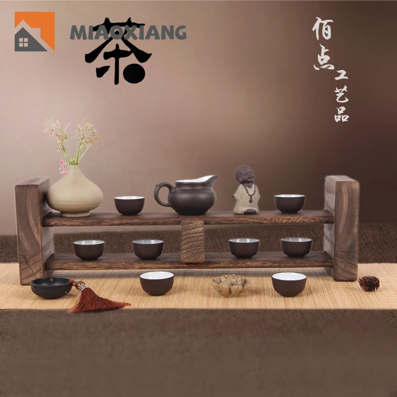 

Creative Kung Fu Tea Set Tea Cup Holder Tea Room Storage Rack Storage Rack Handmade Desktop Decoration Accessories