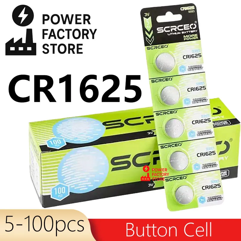SCRCEO CR1625 3V Lithium Button Battery,High Capacity for Watch,Key Fob,Remote,Coin Cell – DL1625,BR1625,LM1625,ECR1625