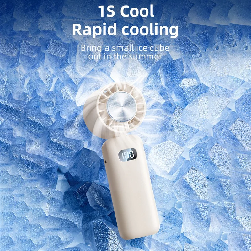 A01V-Ice compressa mini ventilador de refrigeração ventilador portátil mini dobrável display digital mudo ventilador desktop compressa gelo pescoço ventilador