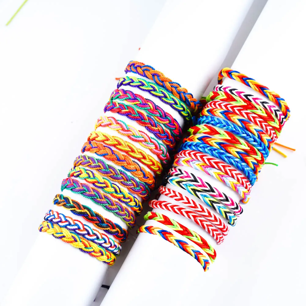 10/20/30/50Pcs/Lot Fashion Colorful Tassels Adjustable Woven Bracelet For Women Men Lucky Friendship Mixed Style Jewelry Gifts