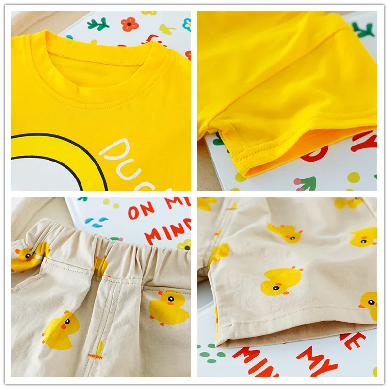 Summer Boys Girls Clothing Sets Children Cartoon Vacation Clothes Toddler Infant Short Sleeve Cotton T Shirt Shorts Kids Outfits