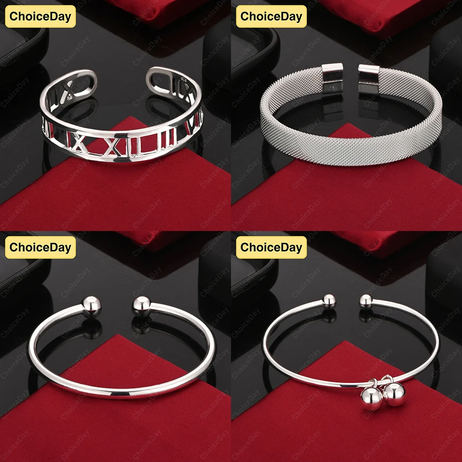 

ChoiceDay 925 Sterling Silver Simple Round Bead Hollow Bracelet Women's Jewelry Accessories Gift Engagement