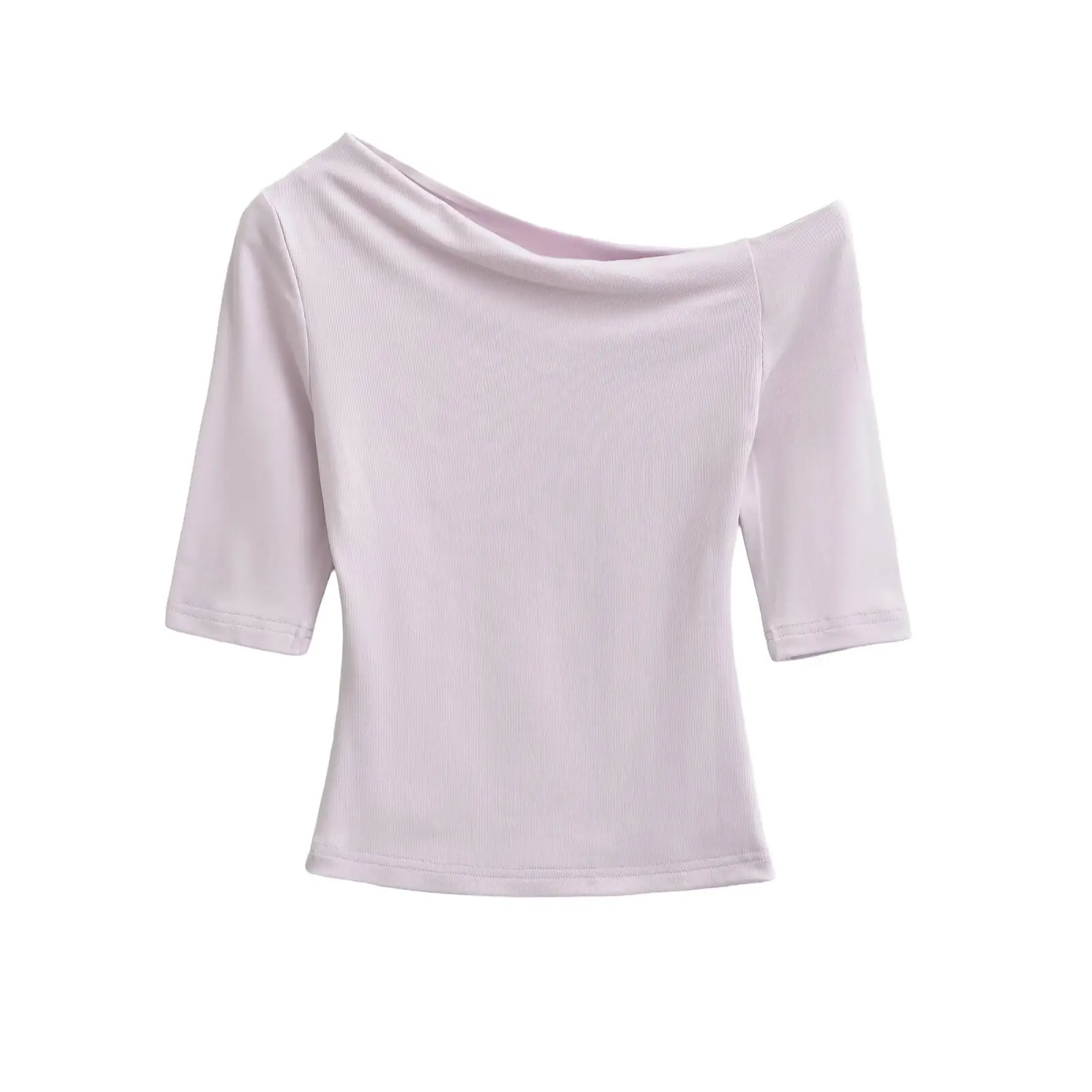 Sexy Slim Fit Short Sleeve T-Shirt Women's Summer Elastic Waist Control Slimming Versatile Base Layer Top Pure Color Casual Wear