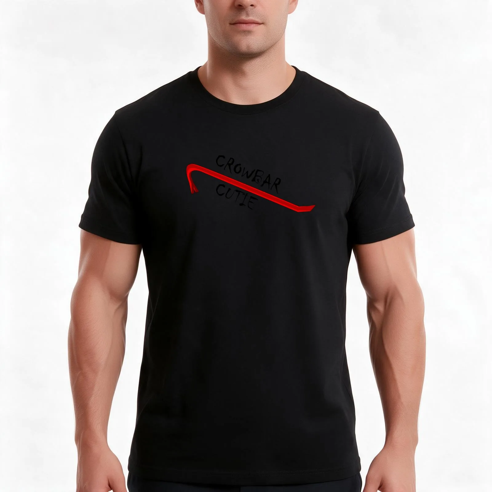 CROWBAR CUTIE T-Shirt, Summer Casual Cotton Tee, Oversized Streetwear Tops, Vintage Graphic Print, Loose Fit Short Sleeve