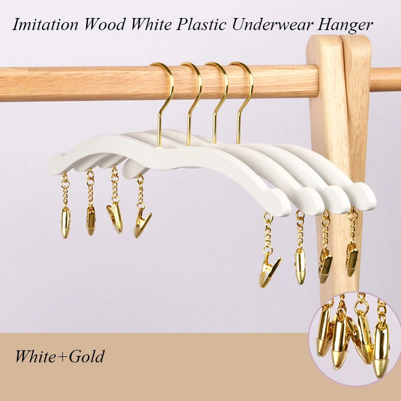 Simple White Plastic Hanger with Clips, Underwear Hanger, Sexy Lingerie Hanger, Hot Sale, 10 Pcs