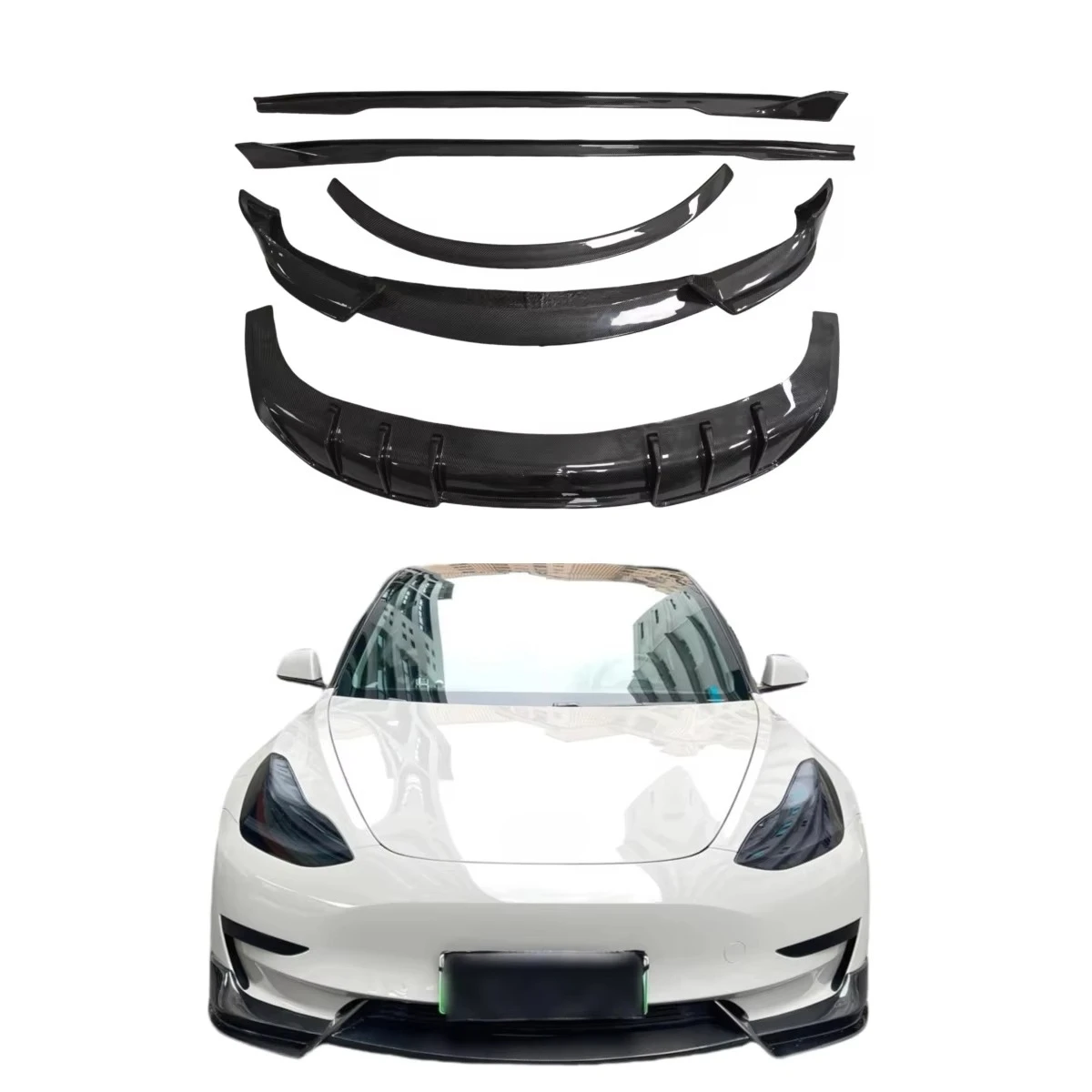 

Carbon Fiber Bodykit ADR Style for Model 3 Model Y Carbon Fiber Front Lip Spoiler Diffuser Side Skirts