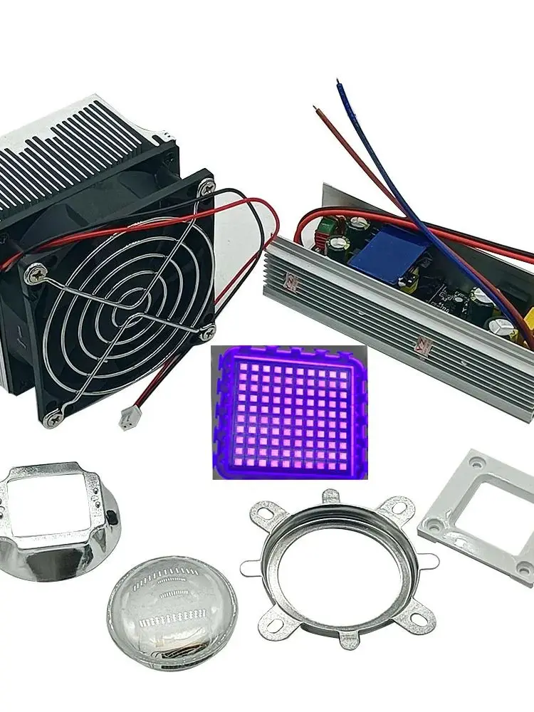 100W LED 395-400nm UV ultrafioletowy wysokiej dioda LED dużej mocy + 100W sterownik AC85-265V + zestaw obiektywów radiatora — zdjęcie 2