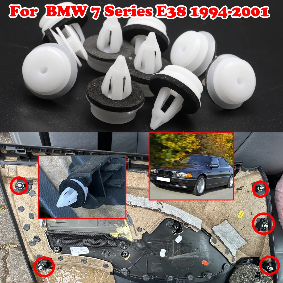 

10/20Pc For BMW 7 Series E38 1994-20013 Series E46 F30 F31 F80 E90 E91 E92 E93 Car Door Cards Panel Fascia Trim Clips Rivets