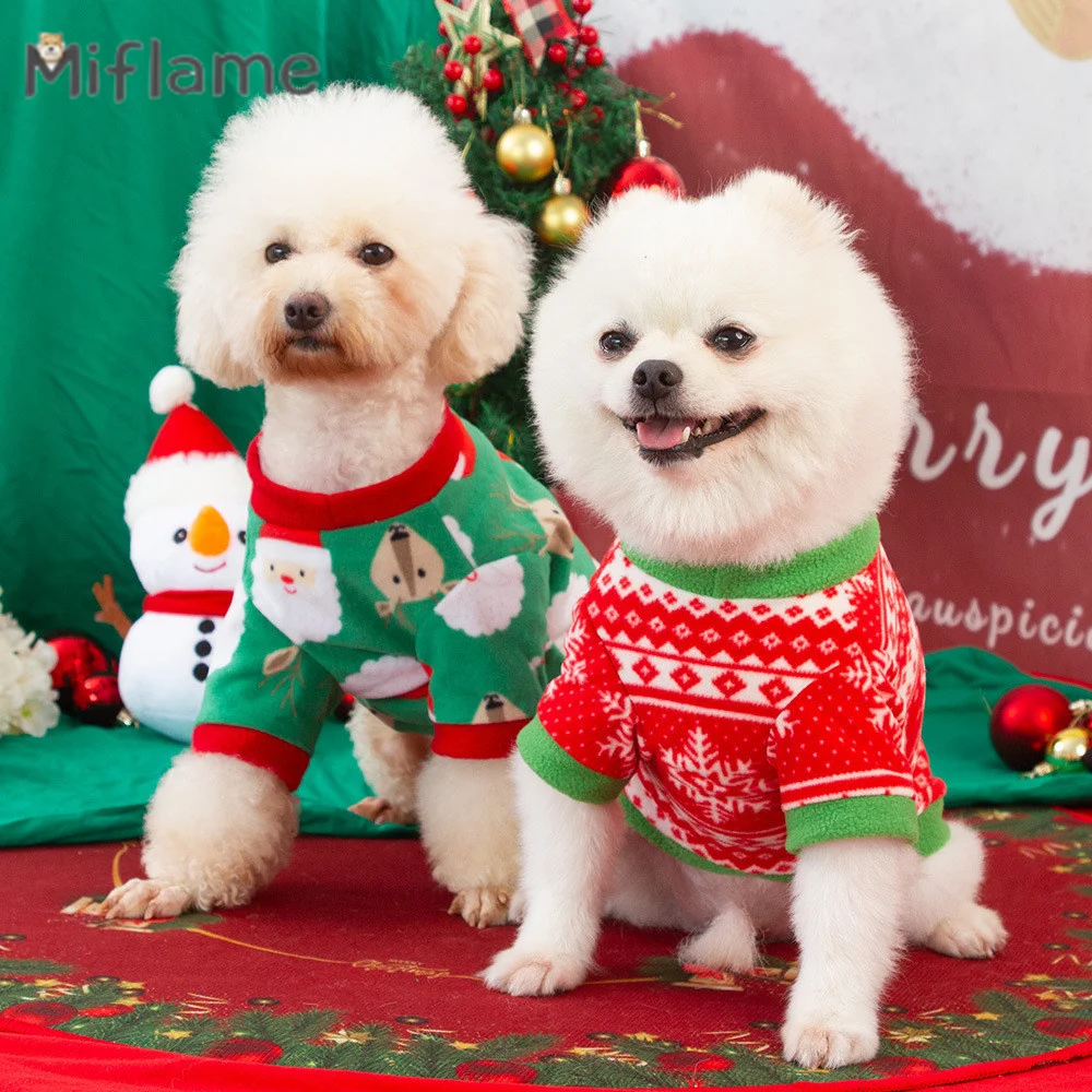 

Miflame Christmas New Dog Clothes Autumn Winter Warmth Pet Shake Fleece Sweater Pomeranian Bichon Soft Comfortable Pullover