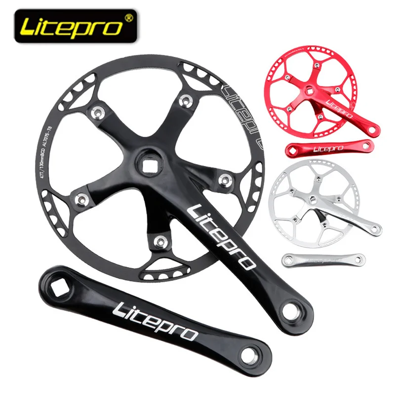 Litepro 130BCD Bicycle Crankset 5-Bolt 170mm MTB Crank 48T/50T/52T/54T/56T/58T Chainring for Folding Bike BMX