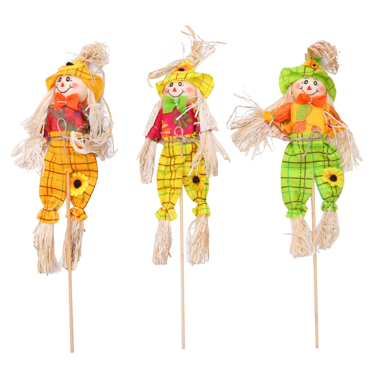 

3 Pcs Thanksgiving Scarecrow Halloween Decorations Outdoor Statue Straw Ornaments Man