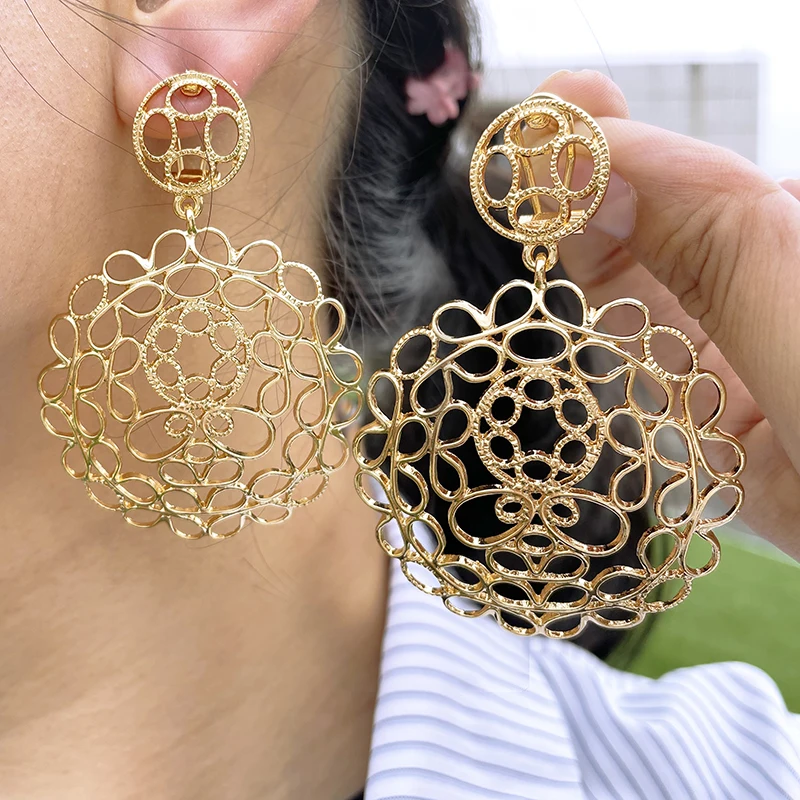 Vintage Earrings For Women Quality Big Drop Earrings Dubai Fashion Jewelry Wedding Party Gift Trending