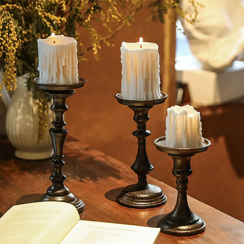 Intage Cast Iron High Legged Candle Holder Base Ornament for Home Living Room Dining Table Decoration Wedding Decoration