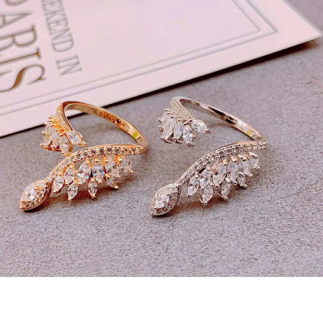 

Регулируемое открытое кольцо для женщин, простое, с микроинкрустацией цирконами, в корейском стиле, Forest System