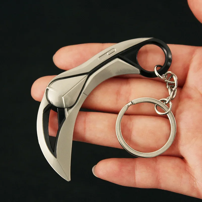 Alloy Metal Samurai Espada Modelo Keychain para Crianças, Arma Valorant, Periférico do Jogo, Ion 2.0 Karambit, Chaveiro Presentes, 8cm