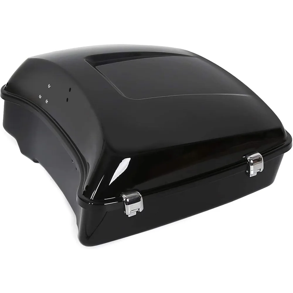 صندوق دراجة نارية مفروم متوافق مع موديلات Harley Touring 2014-2024 Touring Street Road Glide Road King Tail Box باللون الأسود