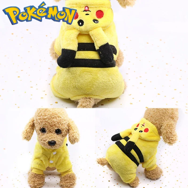 Pokemon Pikachu Pet Clothes Teddy Bichon Pomeranian Small Puppies Cat Dog Clothes Kawaii Birthday Gift Anime Peripherals