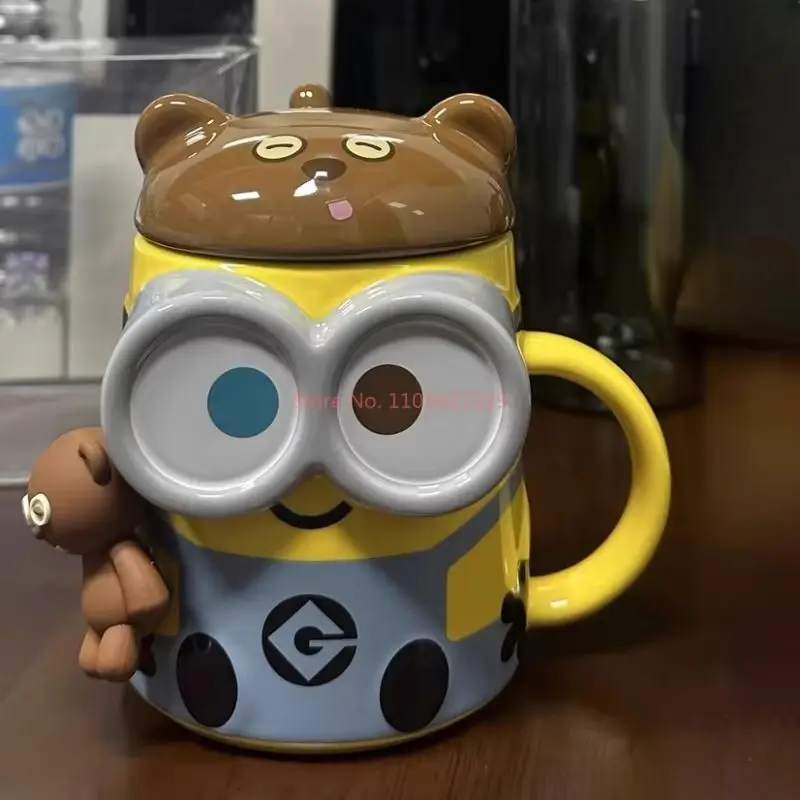 2025 NEW HOT Genuine Universal Studios Minions Bob 350ml Kubek Ceramiczny Kubek do Kawy Kubek z Pokrywką Kubek do Kawy Śliczny Kubek Bob Prezenty