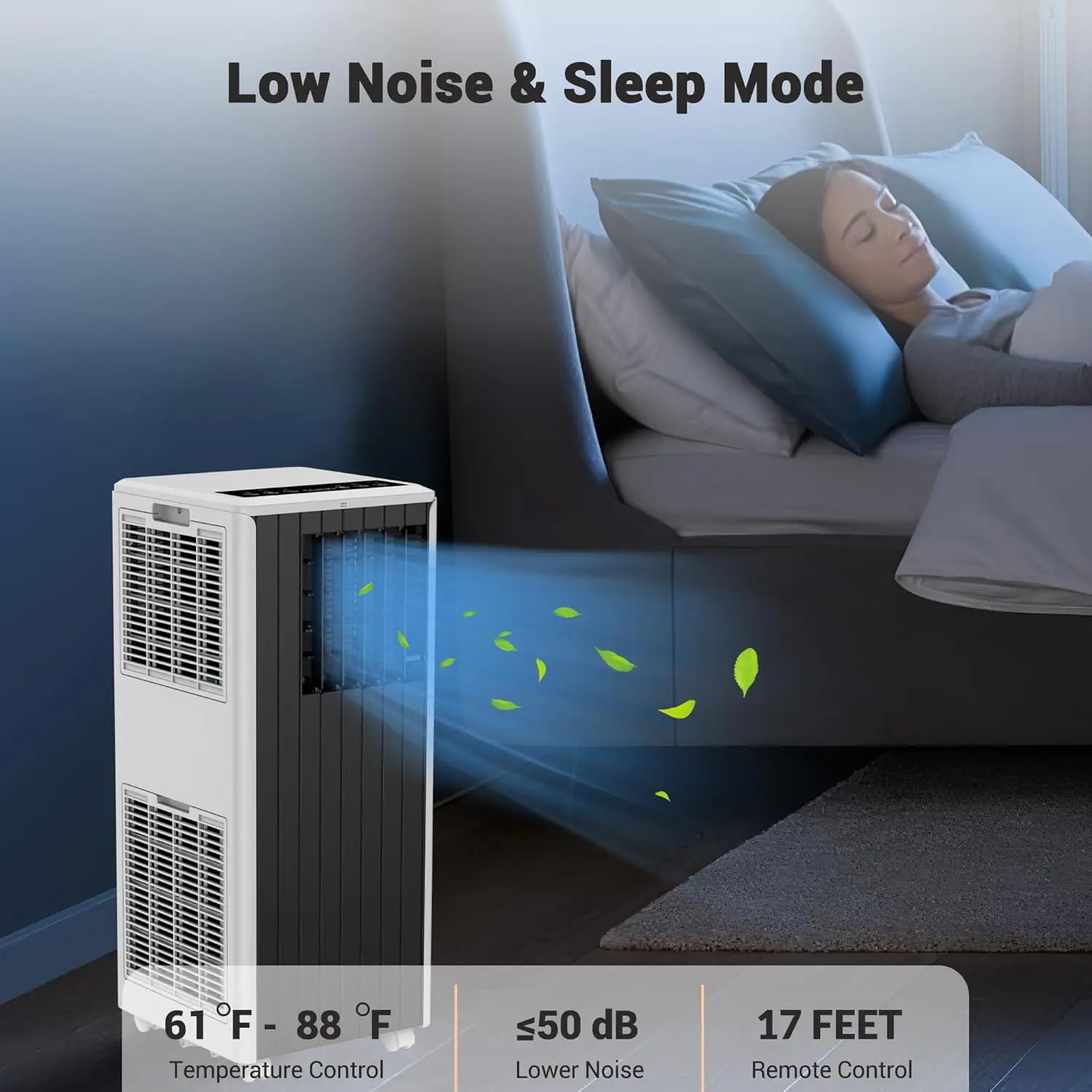 مكيف هواء محمول 8000 وحدة حرارية بريطانية، وحدة تيار متردد تبريد تصل إلى 350 قدم مربع، تبريد 3 في 1، مزيل رطوبة، مروحة، لغرفة نوم المكتب المنزلي