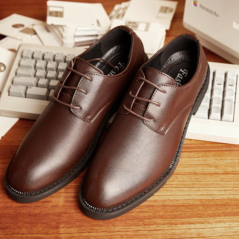 

Pop Men Shoes Leather Leather Shoes Men Comfortable Low-top British Casual Single Shoes Leather Shoes Formal Shoes