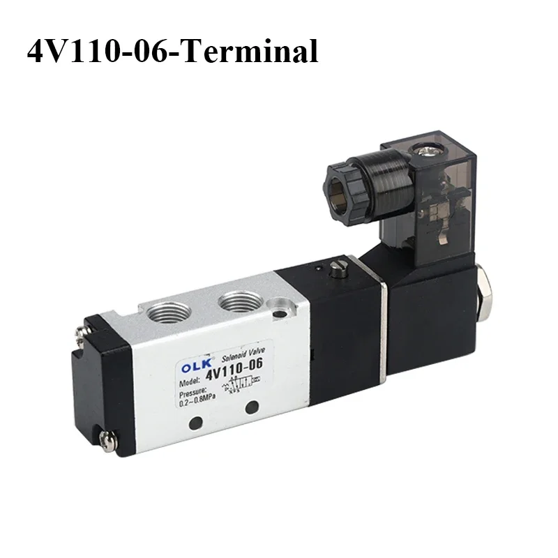 4V110-06 1/8 Luftmagnetventil 5/2Wege Pneumatikventil 5 Port 2 Position Gas Elektrische Magnetventile DC12V 24V 110V 220V