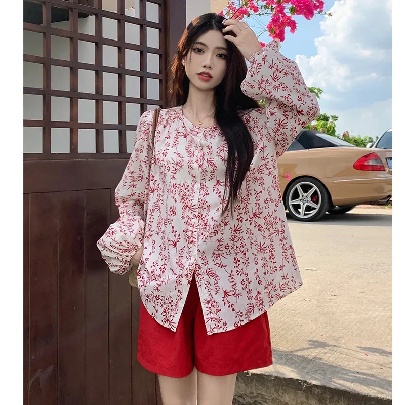 

Блузка женская демисезонная с длинным рукавом и английским воротником, G2872