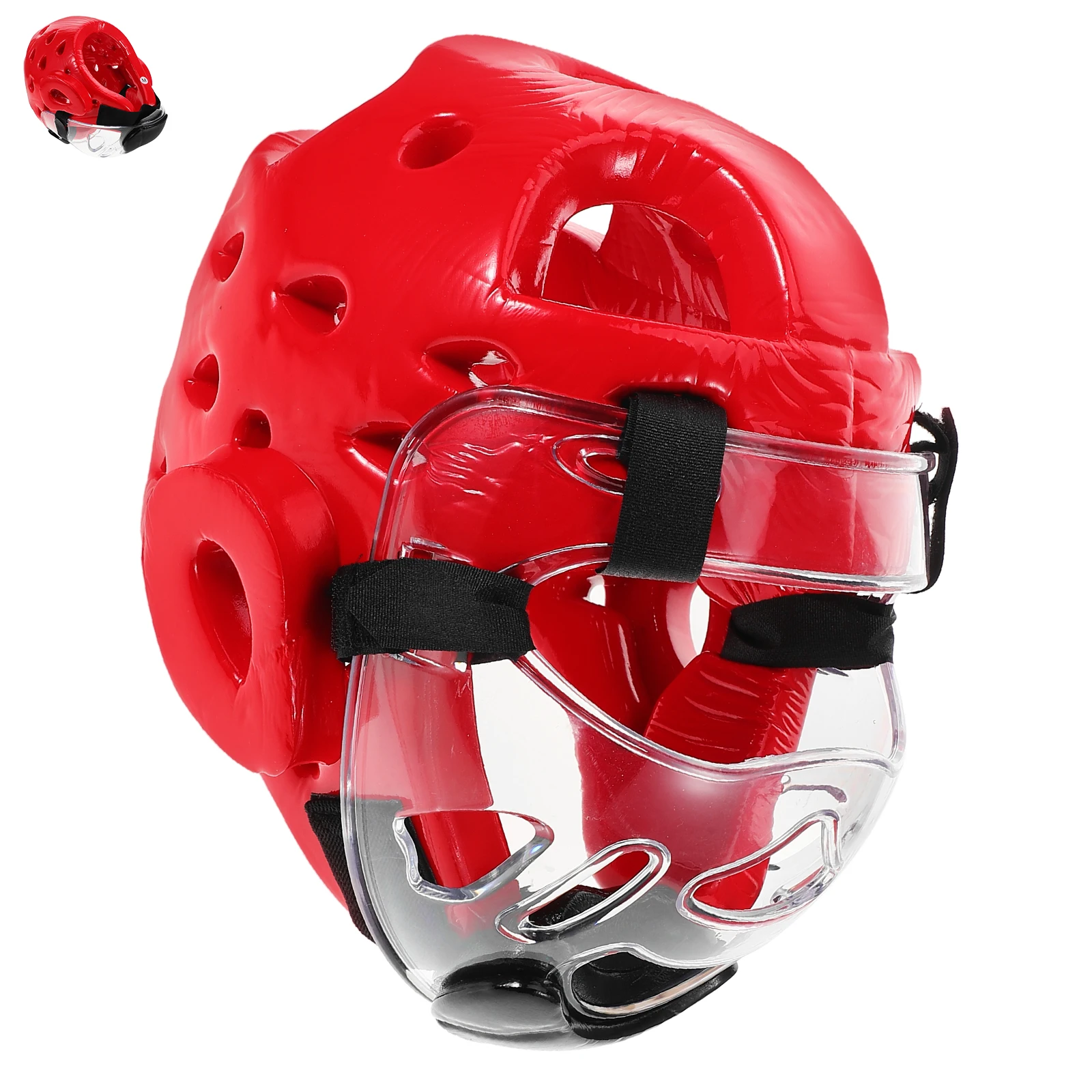 

Taekwondo Sparring Gear Kids Adjustable Headgear Face Protection Blue PU Sponge Impact Resistance Training Safety